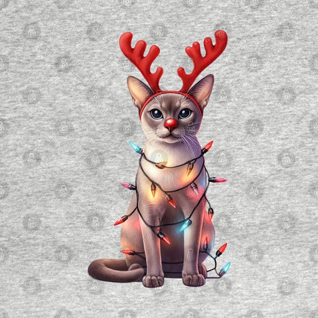 Christmas Red Nose Singapura Cat by Chromatic Fusion Studio